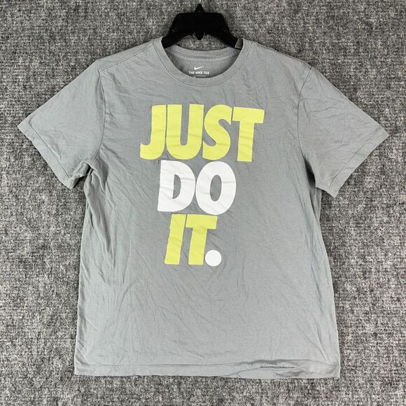 Nike Shirt Mens‎ Large Gray Just Do It Workout Gym Short-Sleeve - Picture 1 of 9